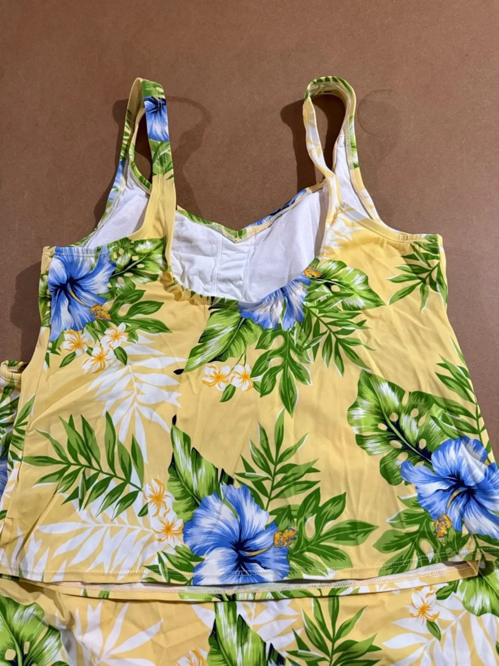 Jantzen Yellow Floral Tankini with Blue & Green Tropical Print Size 16 - Picture 3 of 6